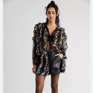 Free People Worth It Boho Ruffled Sheer Tunic